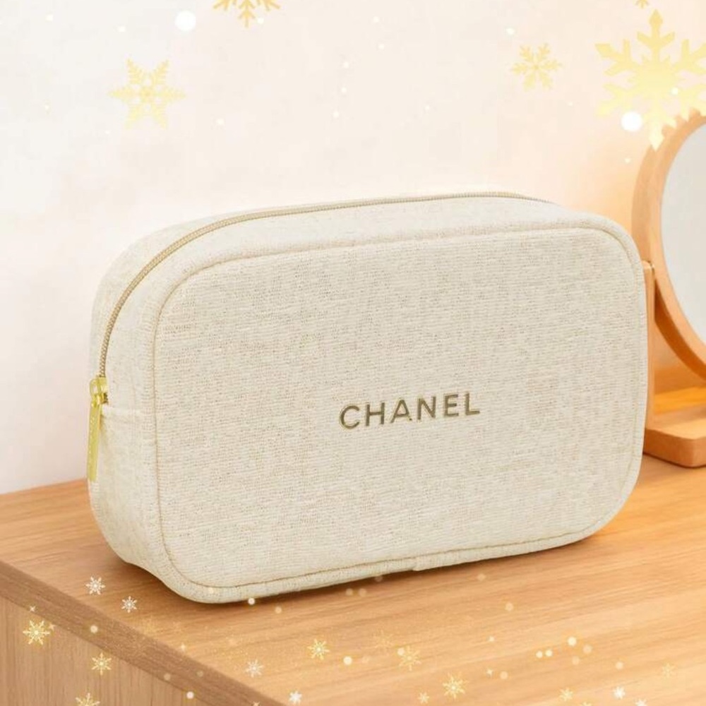 CHANEL Cream Cosmetic Bag
